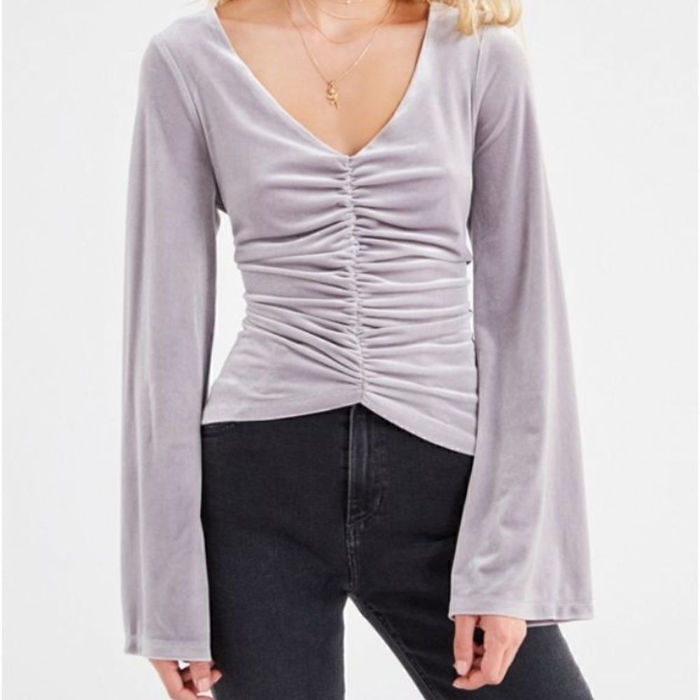 UO Marie Cinched V-Neck Velvet Top